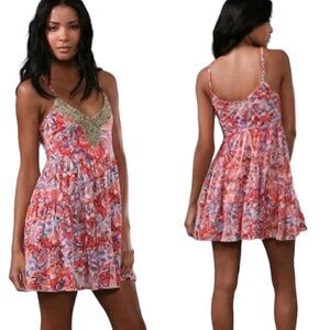 FREE PEOPLE Beaded Floral Coral Comb Dress, Size Small - NWT